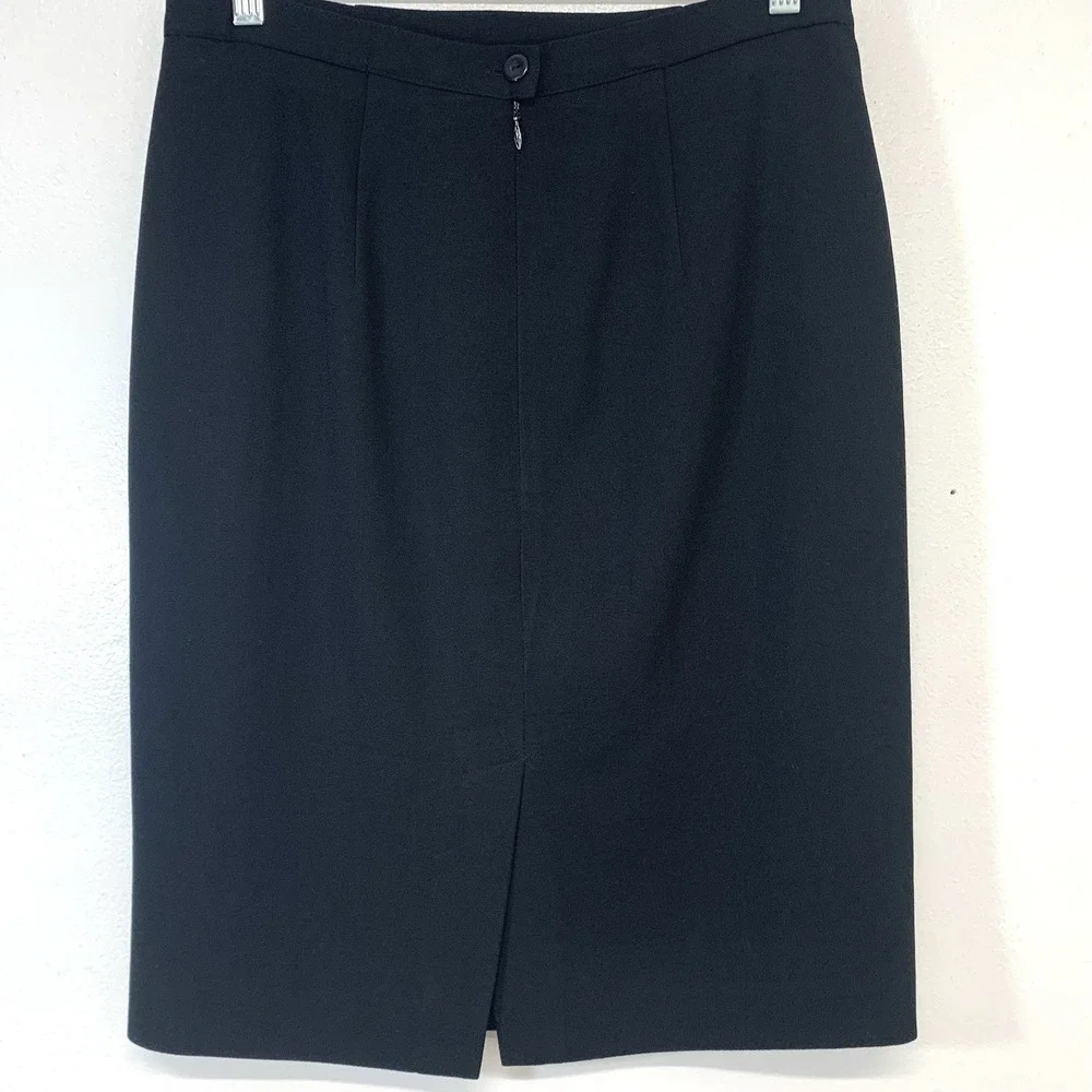 Talbots Black Wool Skirt Knee Length Lined 8 Petite Capsule Classic Career‎ USA